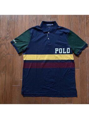 Polo Ralph Lauren Rugby Shirt Spellout Hi-Tech Club Sportsman Men's Sz Medium